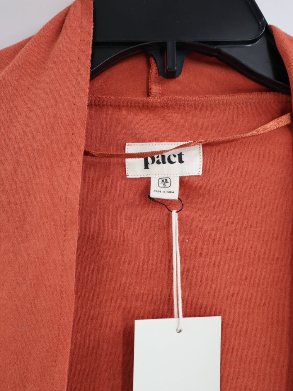 NWT Pact Cardigan Sweater Womens XS/S Organic Cotton Open Front Pockets Orange - Picture 3 of 10